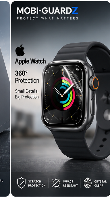 Mobi-Guardz 360&deg; protection on Apple Watch