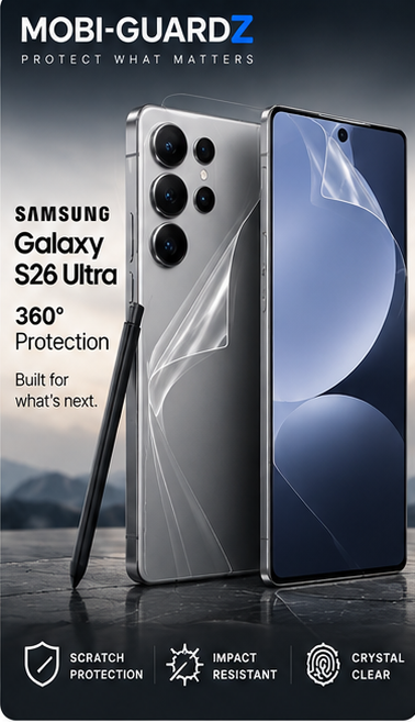 Mobi-Guardz 360&deg; protection on Samsung Galaxy S26 Ultra