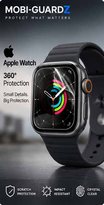 Mobi-Guardz 360&deg; protection on Apple Watch